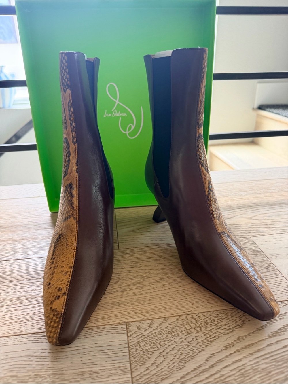 Sam Edelman Sammie Two-Tone Leather Snakeskin Booties – Size 8 - NEW IN BOX - Picture 5 of 8